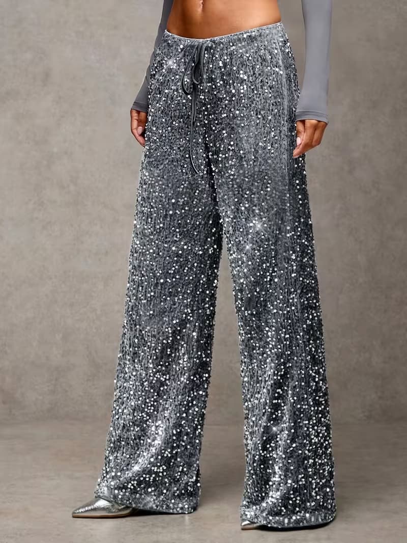 PANTALÓN LENTEJUELAS CINTURA ALTA