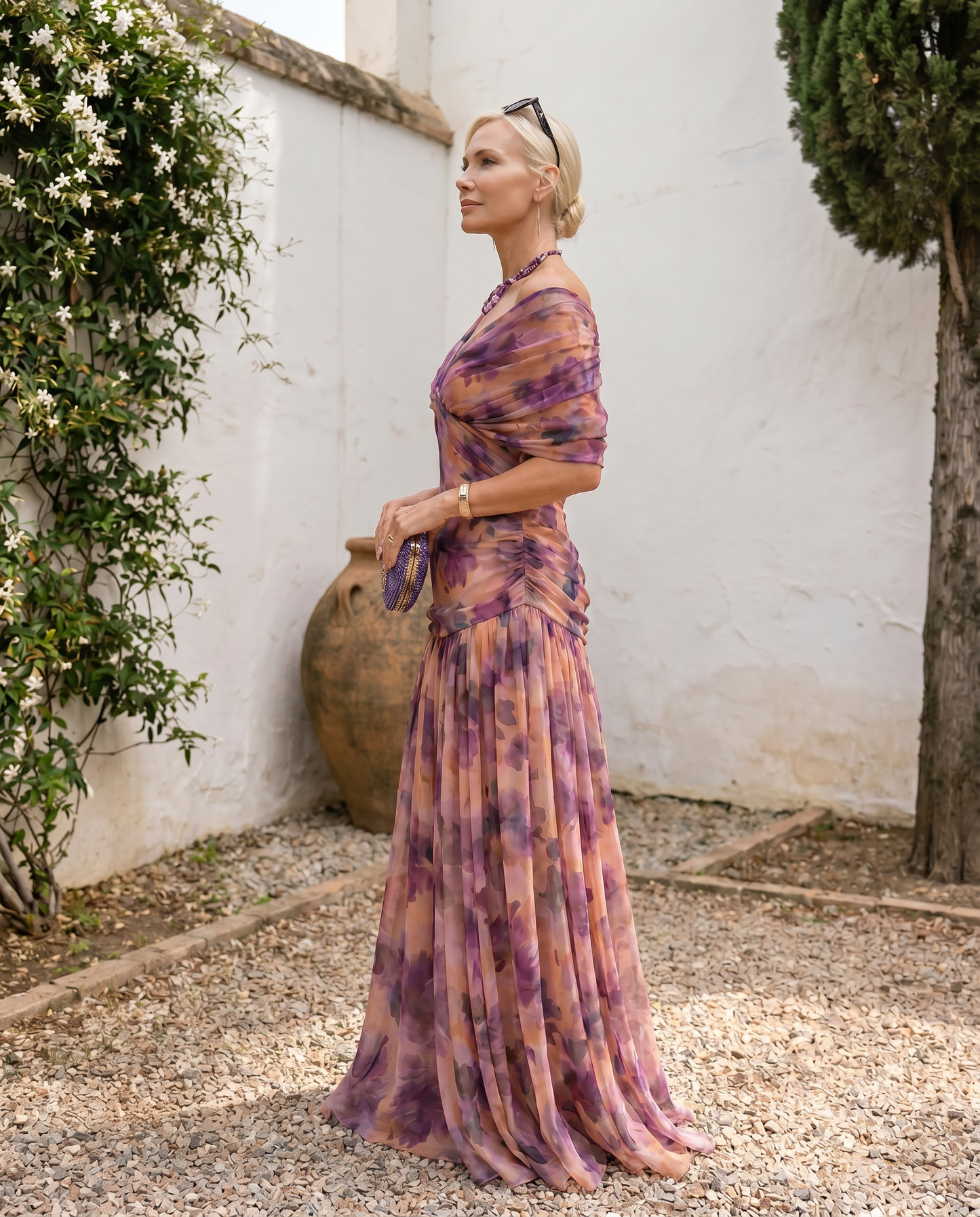 Vestido maxi elegante para fiesta con escote en corazón