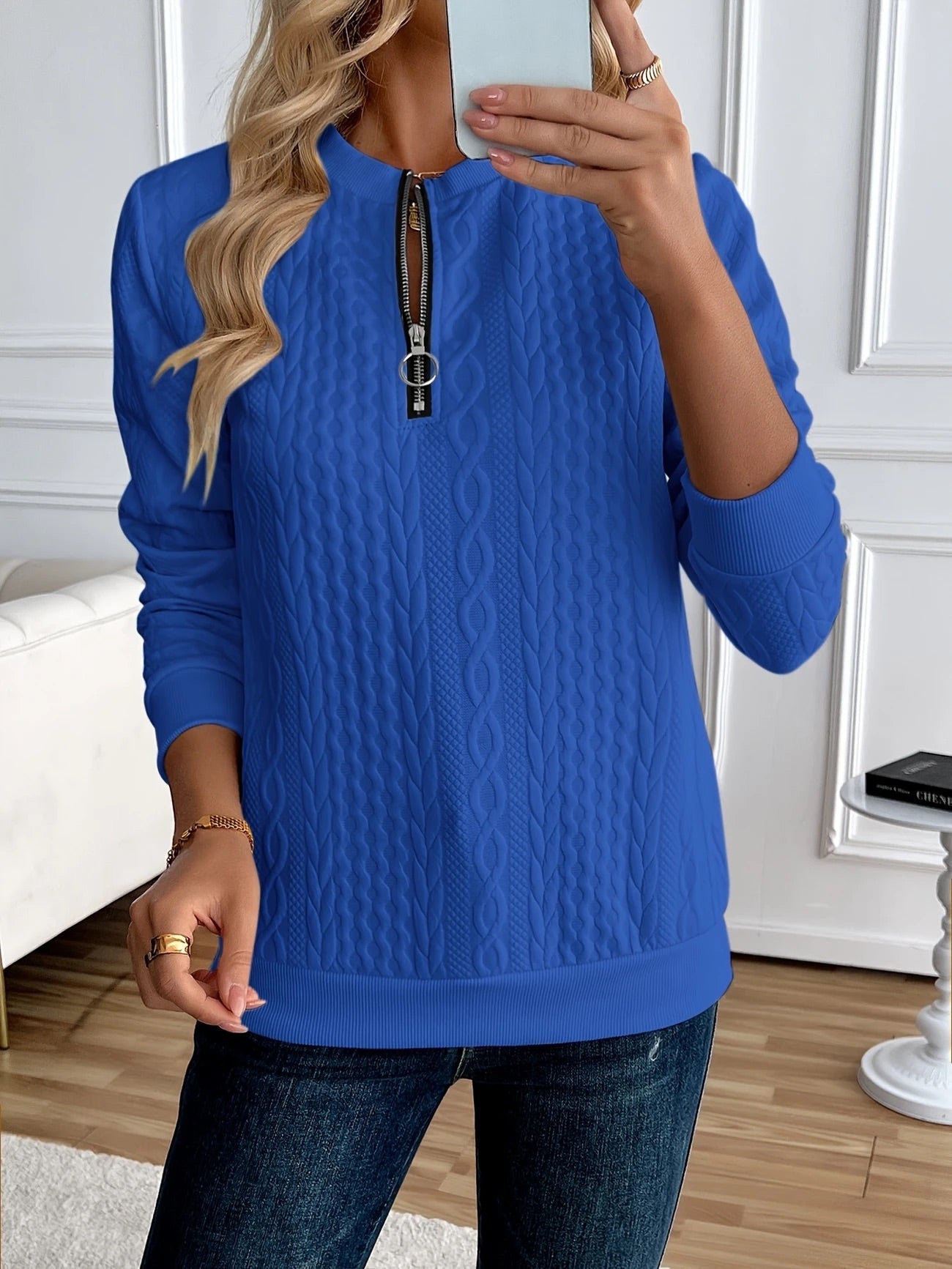 Lucia | Sudadera con cremallera y textura: elegante y cómoda