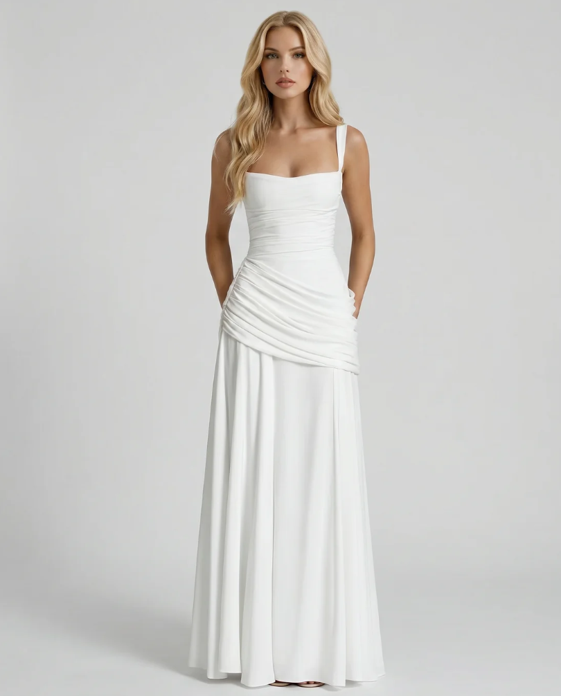 Vera | Vestido maxi con escote cuadrado y fruncido