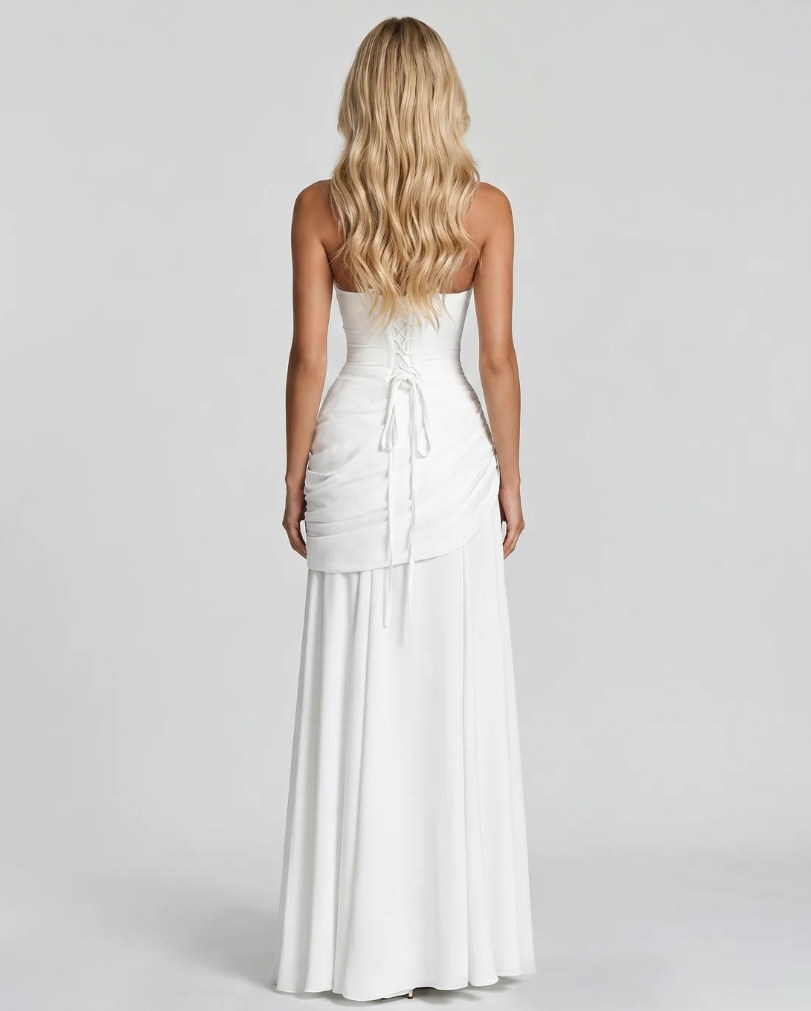 Vera | Vestido maxi con escote cuadrado y fruncido