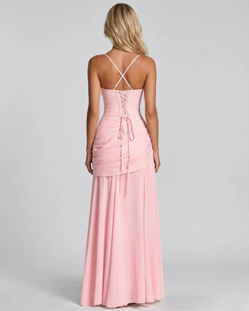 Vera | Vestido maxi con escote cuadrado y fruncido