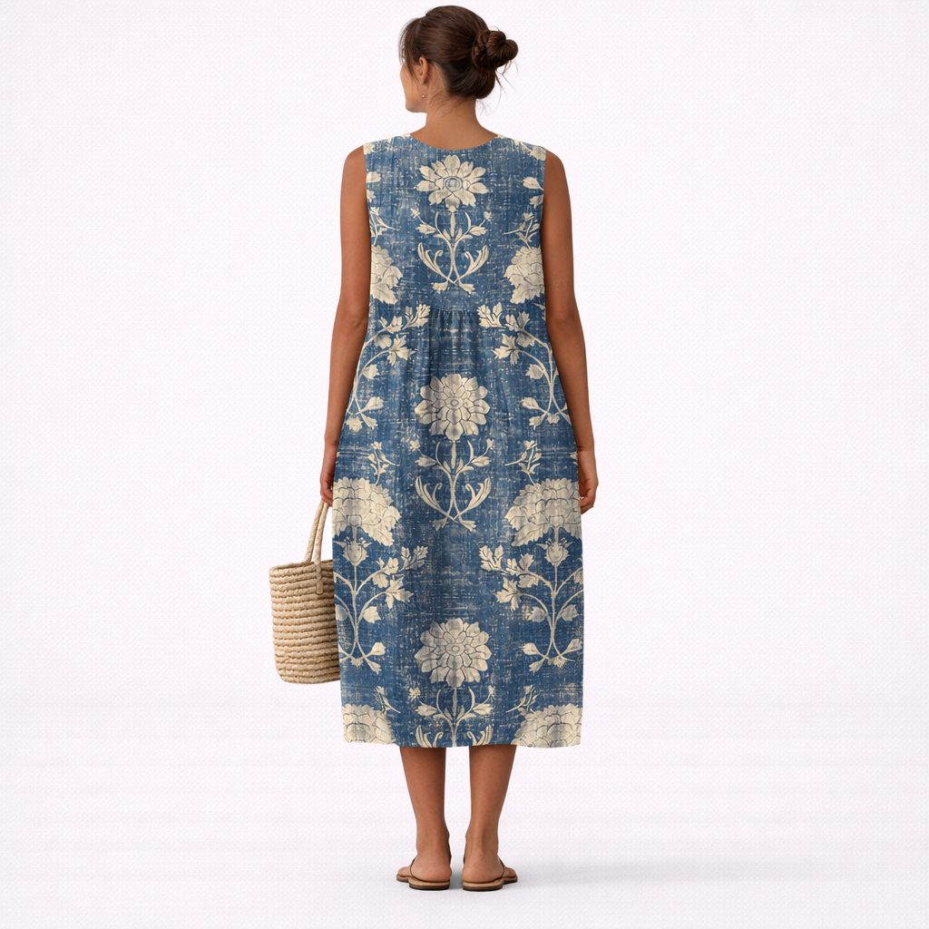 Elena | Vestido Largo Floral Mediterráneo