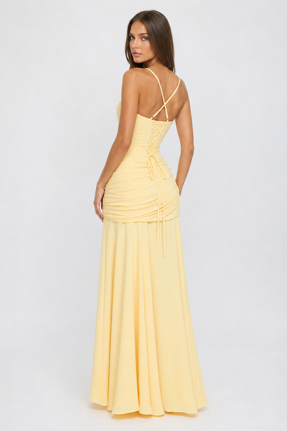 Vera | Vestido maxi con escote cuadrado y fruncido
