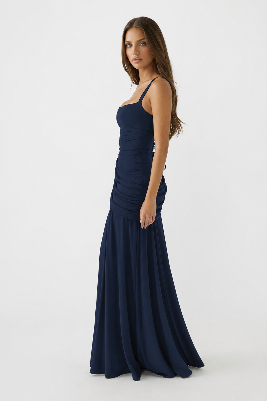 Vera | Vestido maxi con escote cuadrado y fruncido
