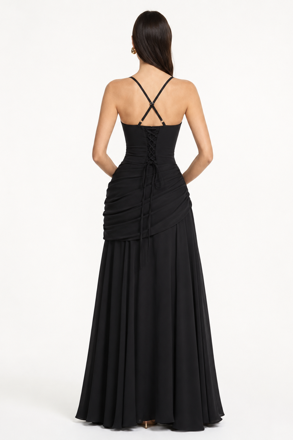 Vera | Vestido maxi con escote cuadrado y fruncido