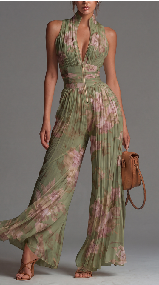 Mono con estampado floral y pliegues