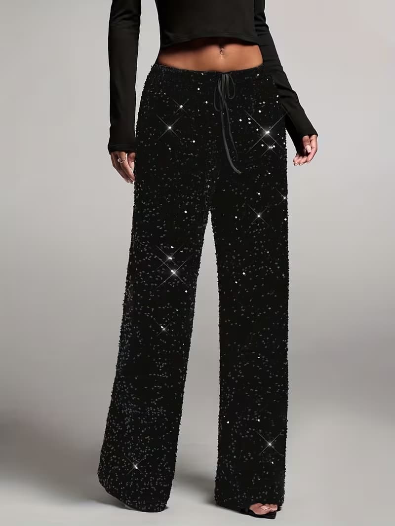 PANTALÓN LENTEJUELAS CINTURA ALTA