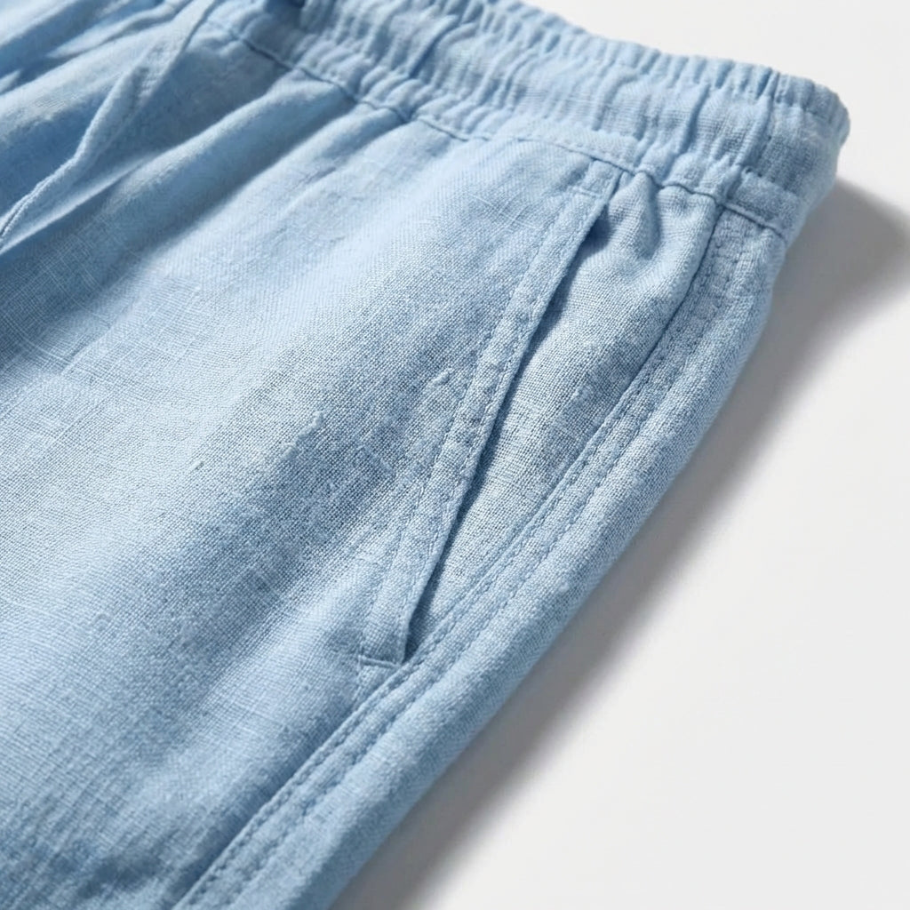 Lucas | Pantalones de Lino Hombre con Cintura Elástica y Pernera Recta