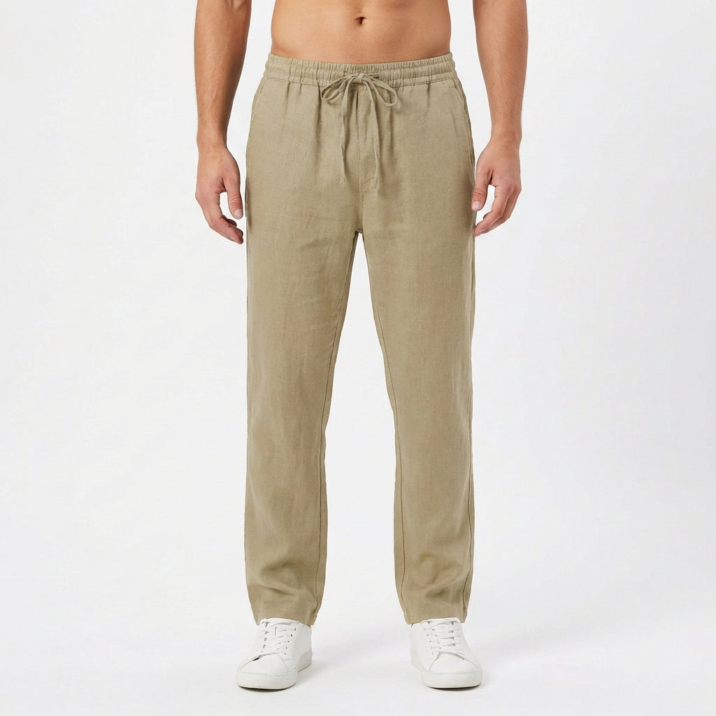 Lucas | Pantalones de Lino Hombre con Cintura Elástica y Pernera Recta