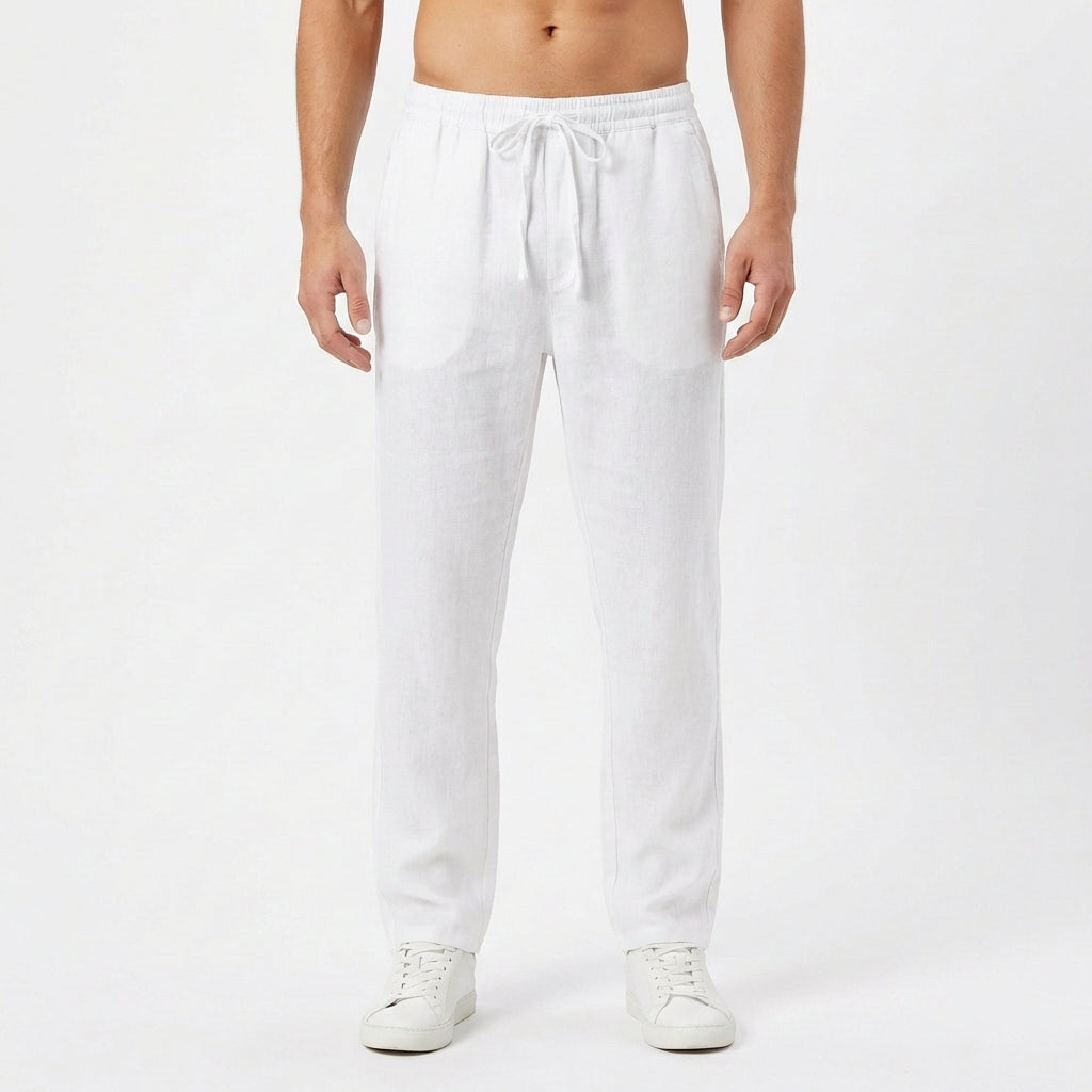 Lucas | Pantalones de Lino Hombre con Cintura Elástica y Pernera Recta