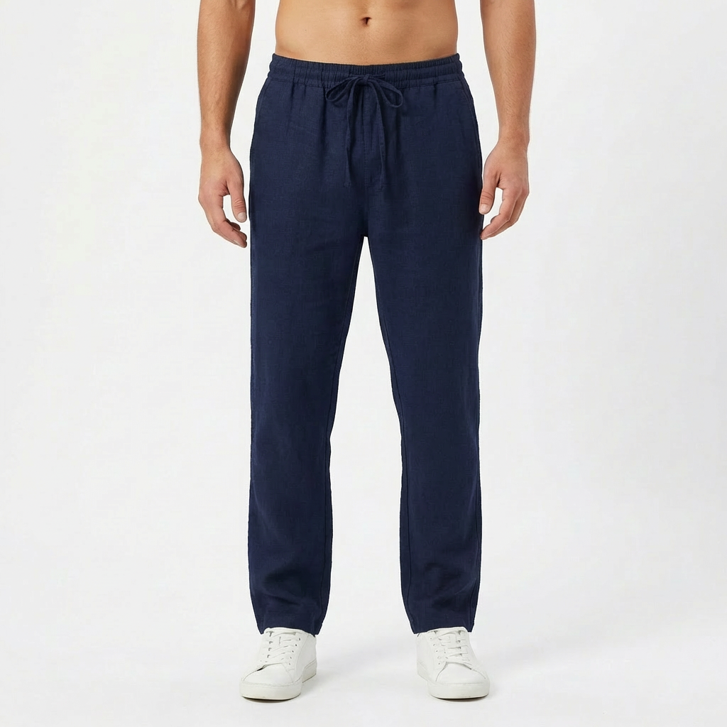 Lucas | Pantalones de Lino Hombre con Cintura Elástica y Pernera Recta