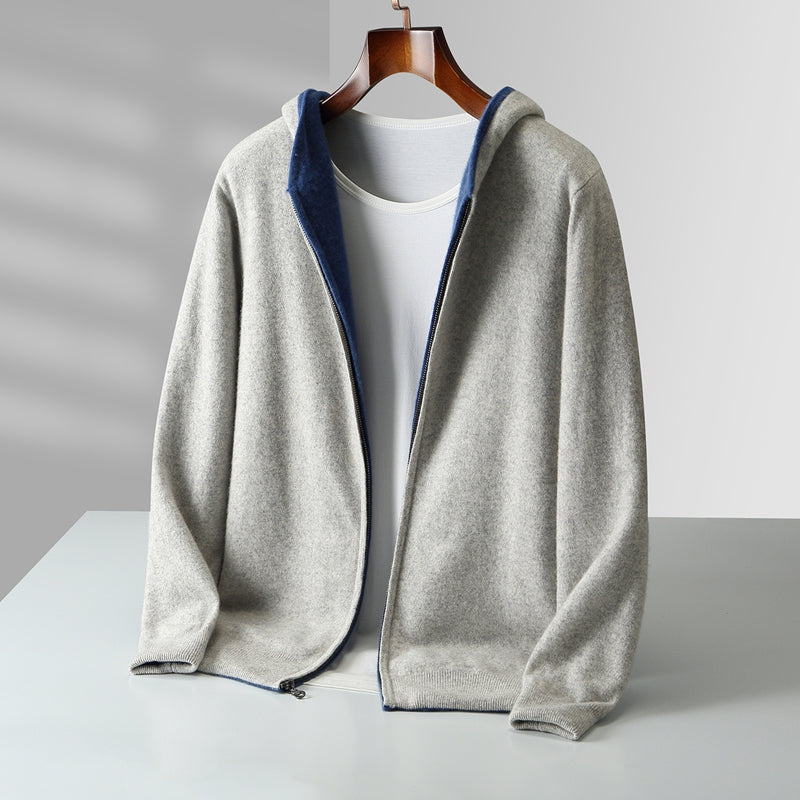 Javier | Sudadera con capucha reversible de cachemira