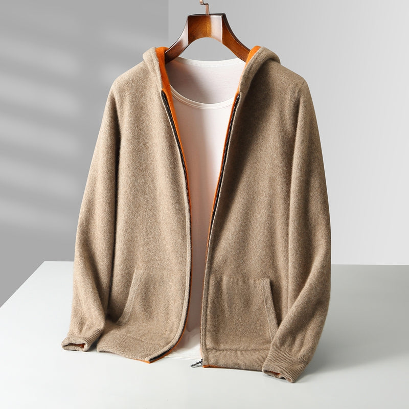 Javier | Sudadera con capucha reversible de cachemira