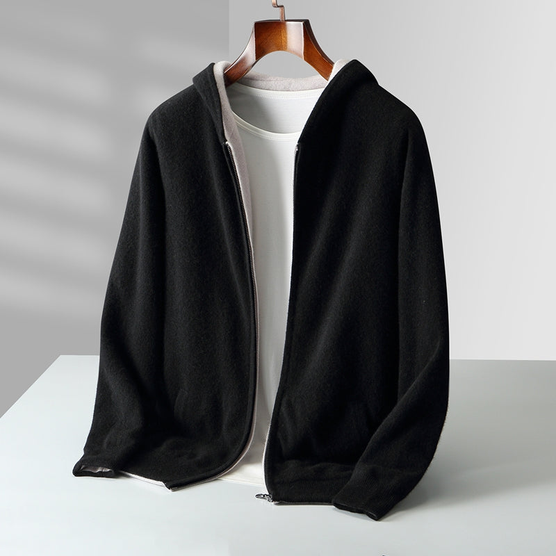 Javier | Sudadera con capucha reversible de cachemira