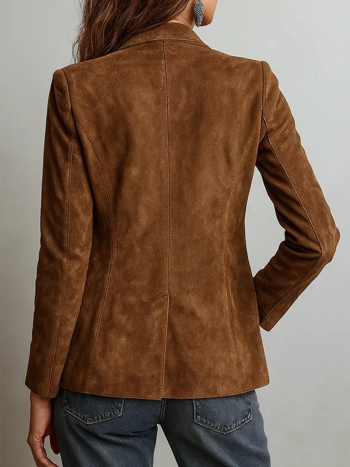 Carmen™ - Blazer Vintage Marrón con Costuras en Contraste