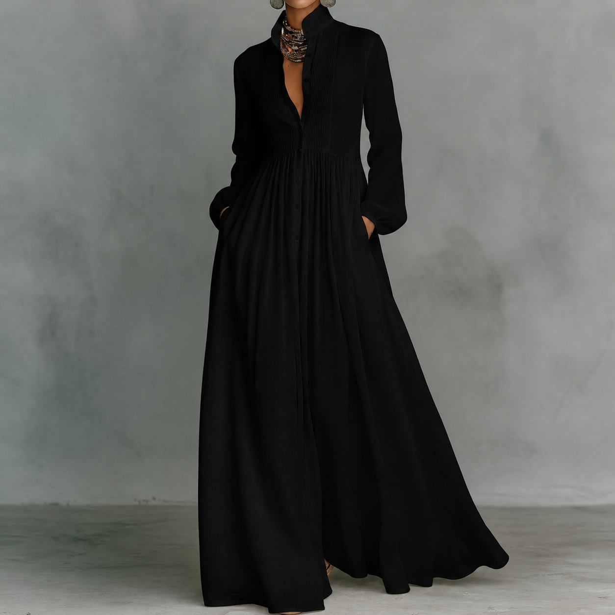 Maria | VESTIDO MAXI MINIMALISTA CUELLO
