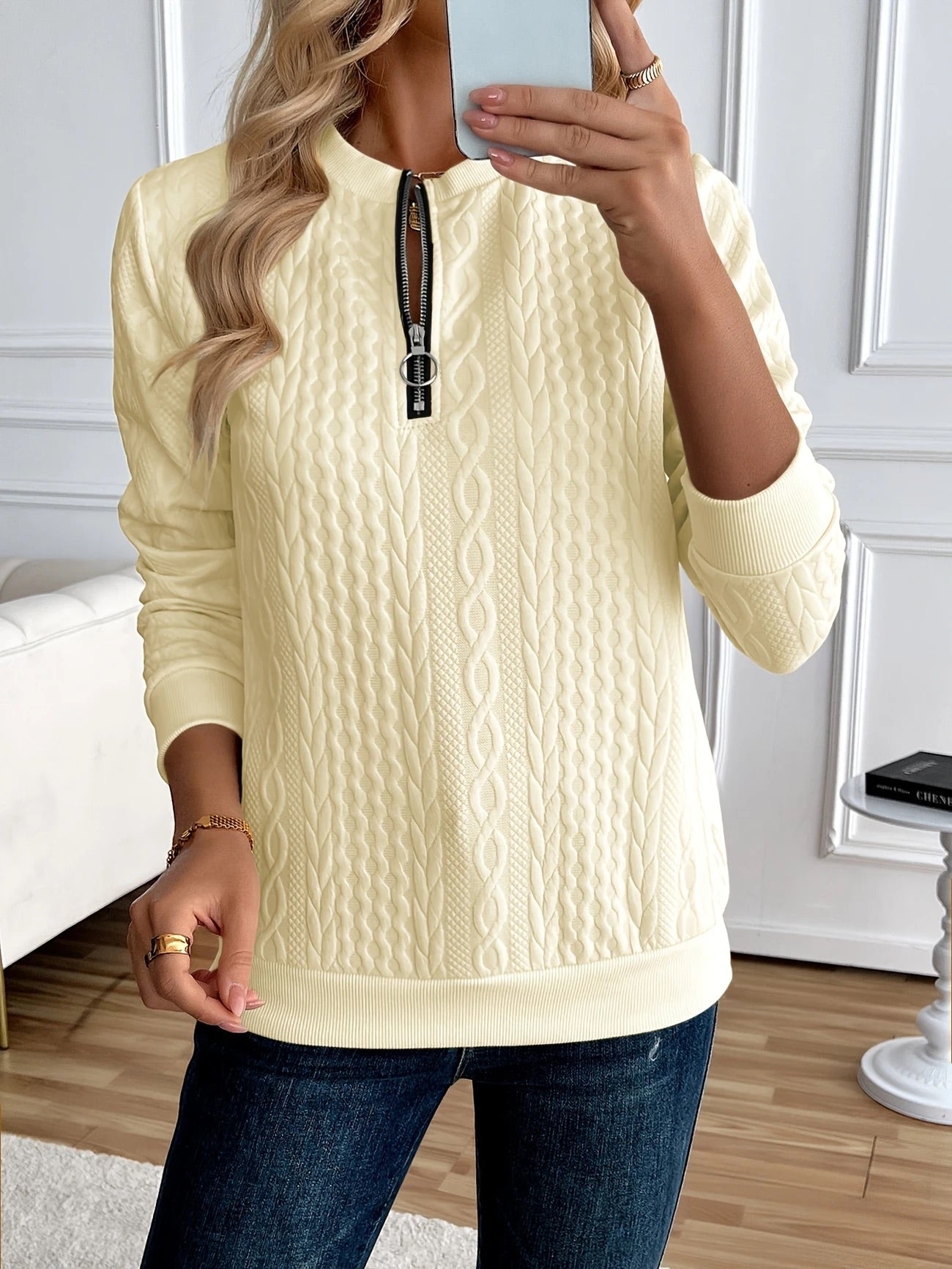Lucia | Sudadera con cremallera y textura: elegante y cómoda