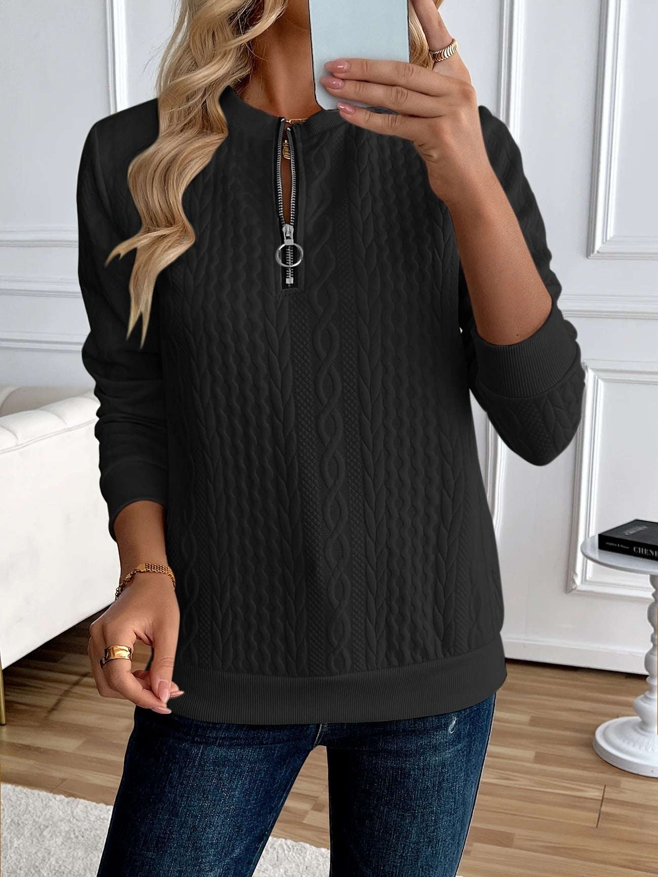 Lucia | Sudadera con cremallera y textura: elegante y cómoda