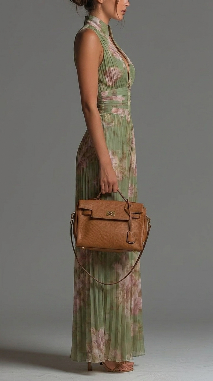 Mono con estampado floral y pliegues