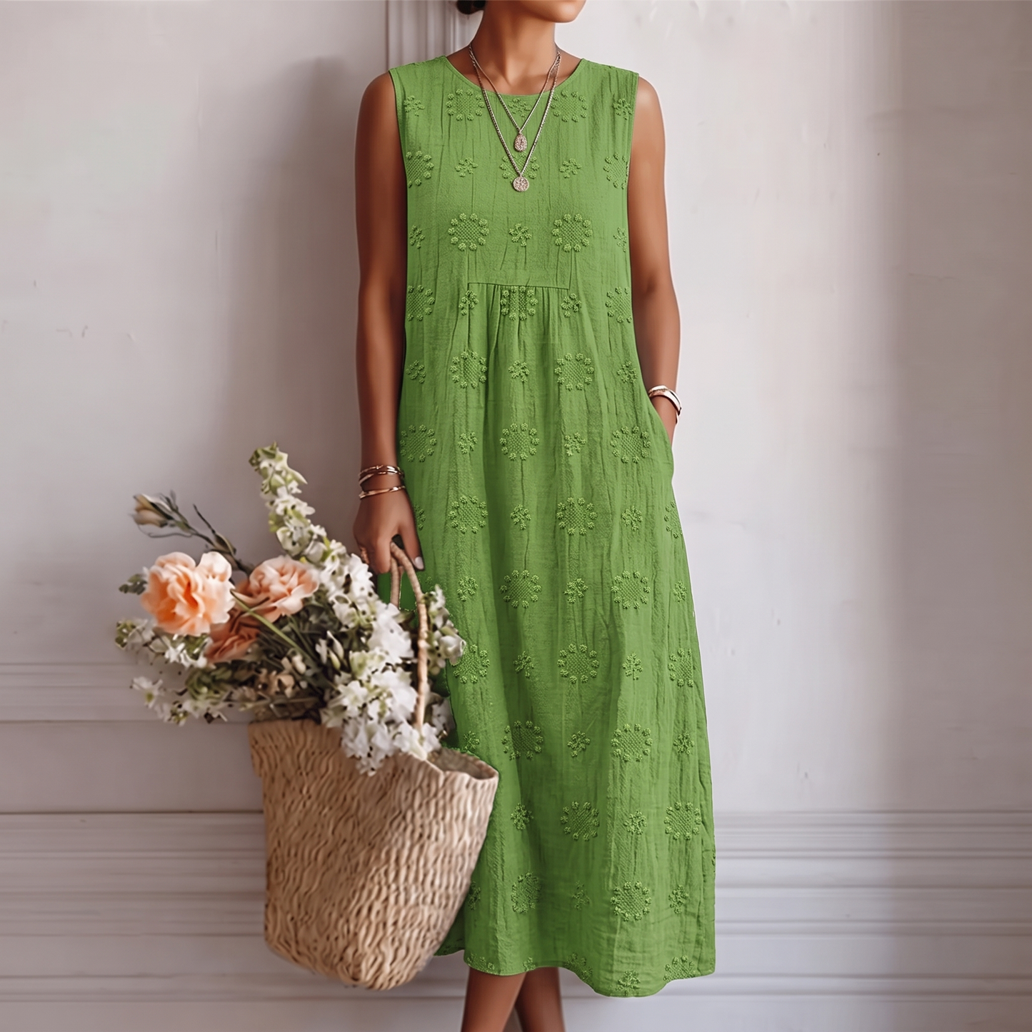 Olivia | Vestido Largo Bordado Verde