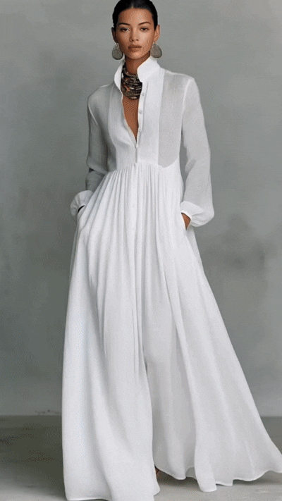 Maria | VESTIDO MAXI MINIMALISTA CUELLO
