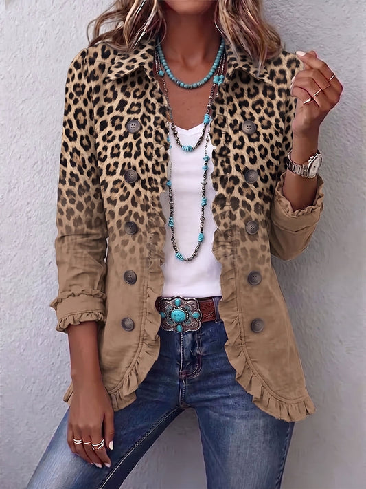 Chaqueta Lucía de leopardo degradado con volantes