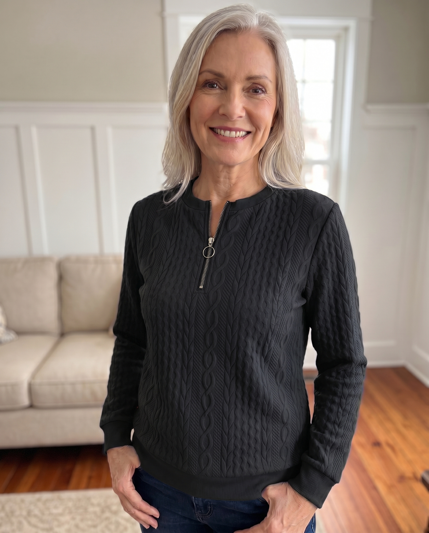 Lucia | Sudadera con cremallera y textura: elegante y cómoda