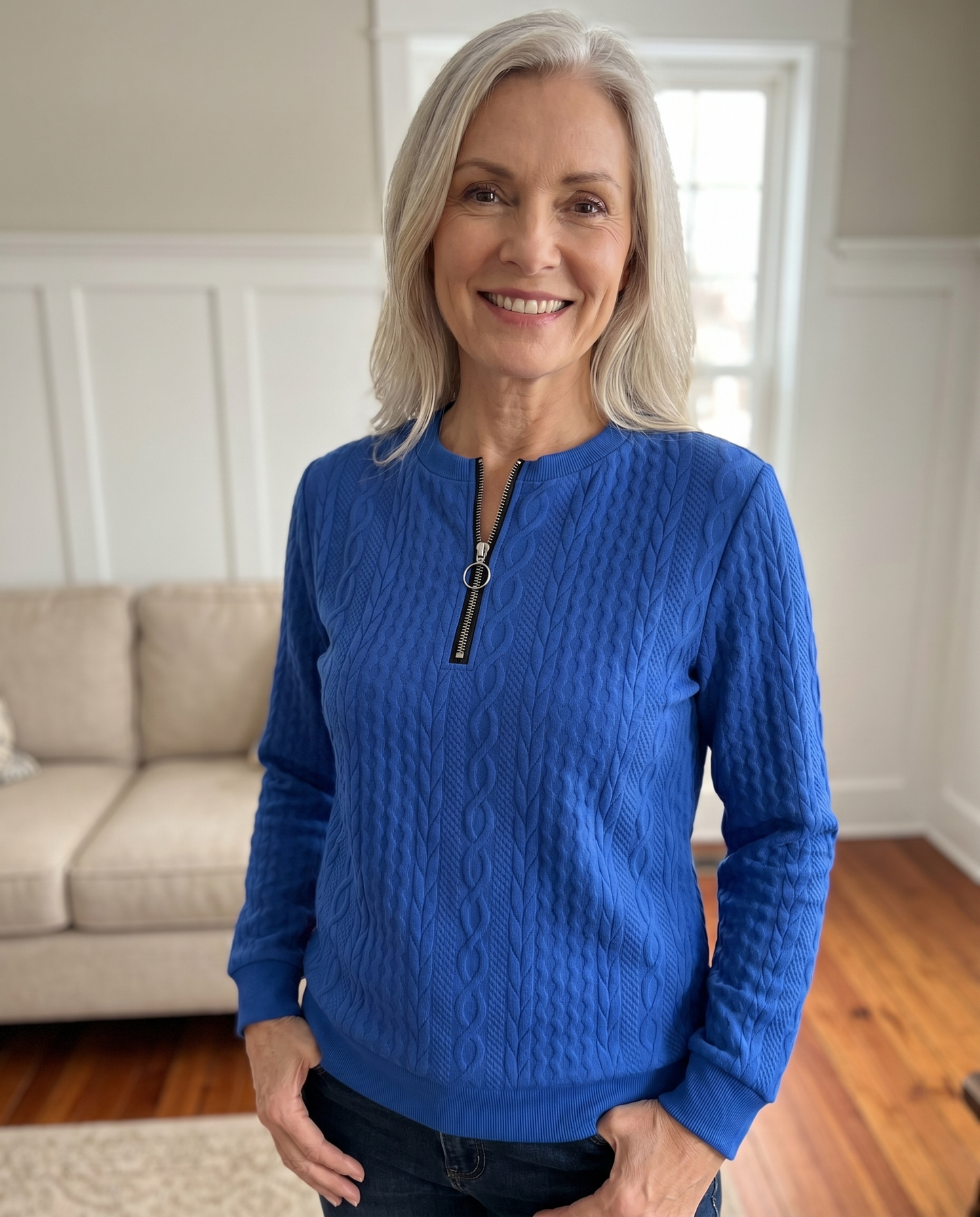 Lucia | Sudadera con cremallera y textura: elegante y cómoda