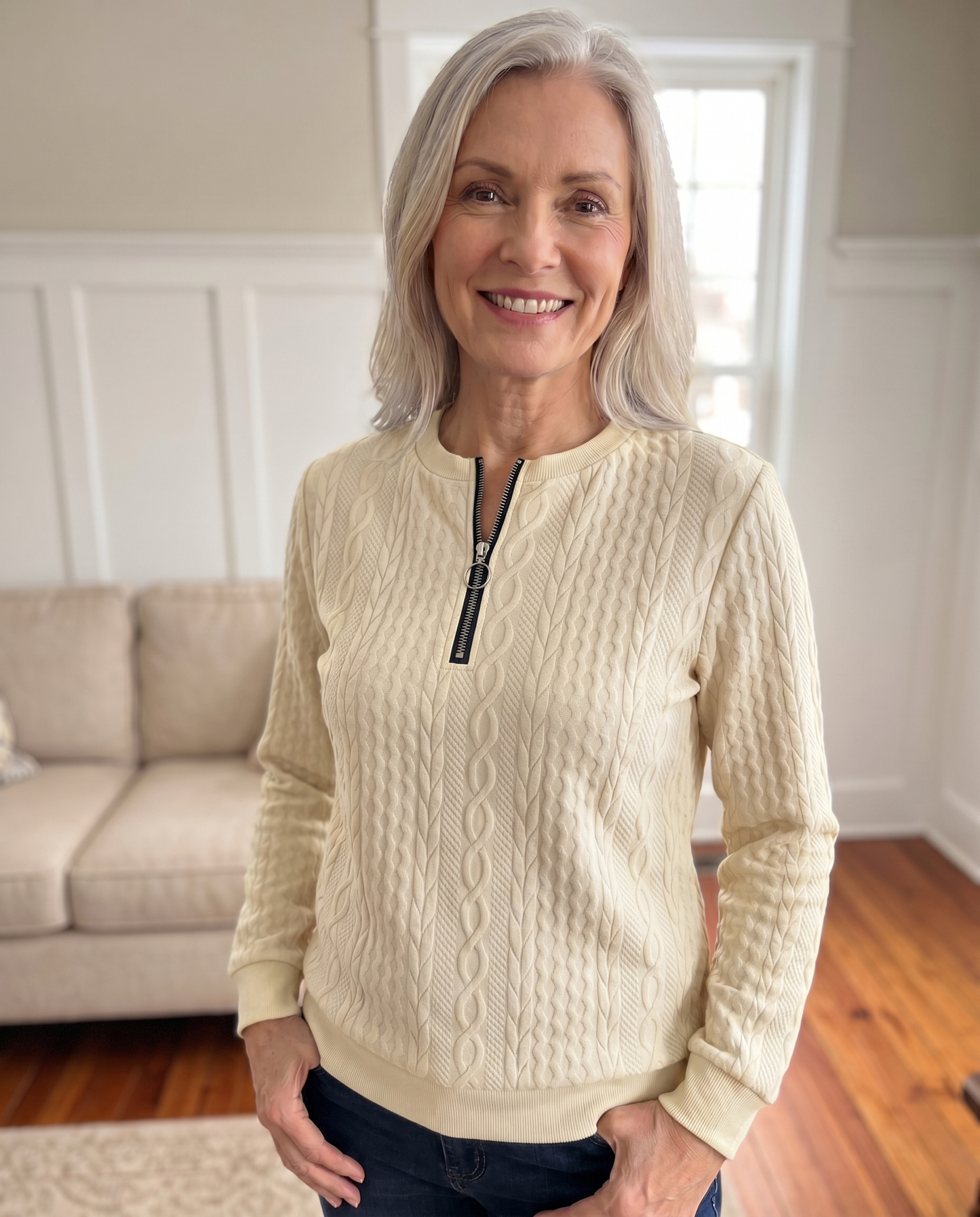 Lucia | Sudadera con cremallera y textura: elegante y cómoda