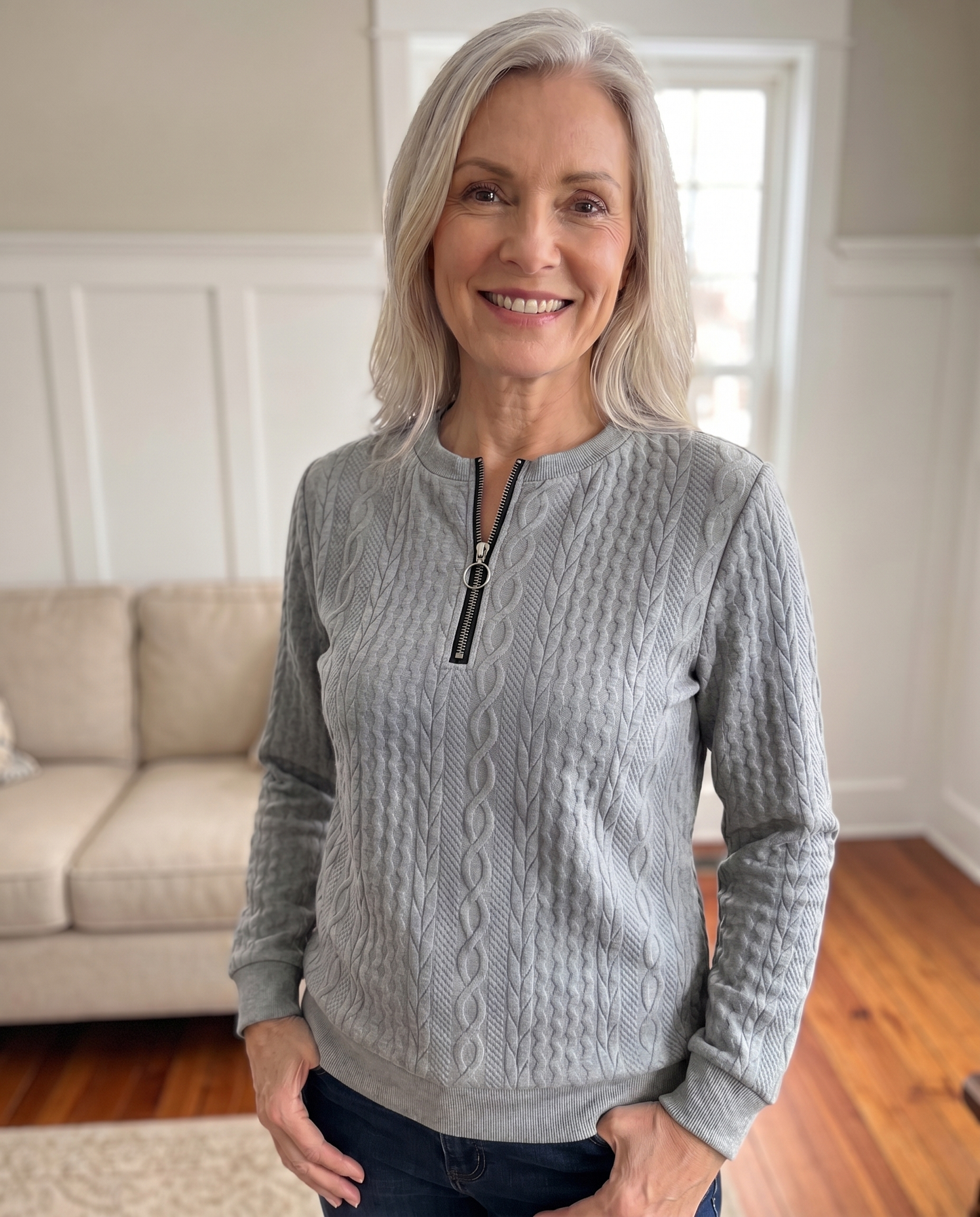 Lucia | Sudadera con cremallera y textura: elegante y cómoda