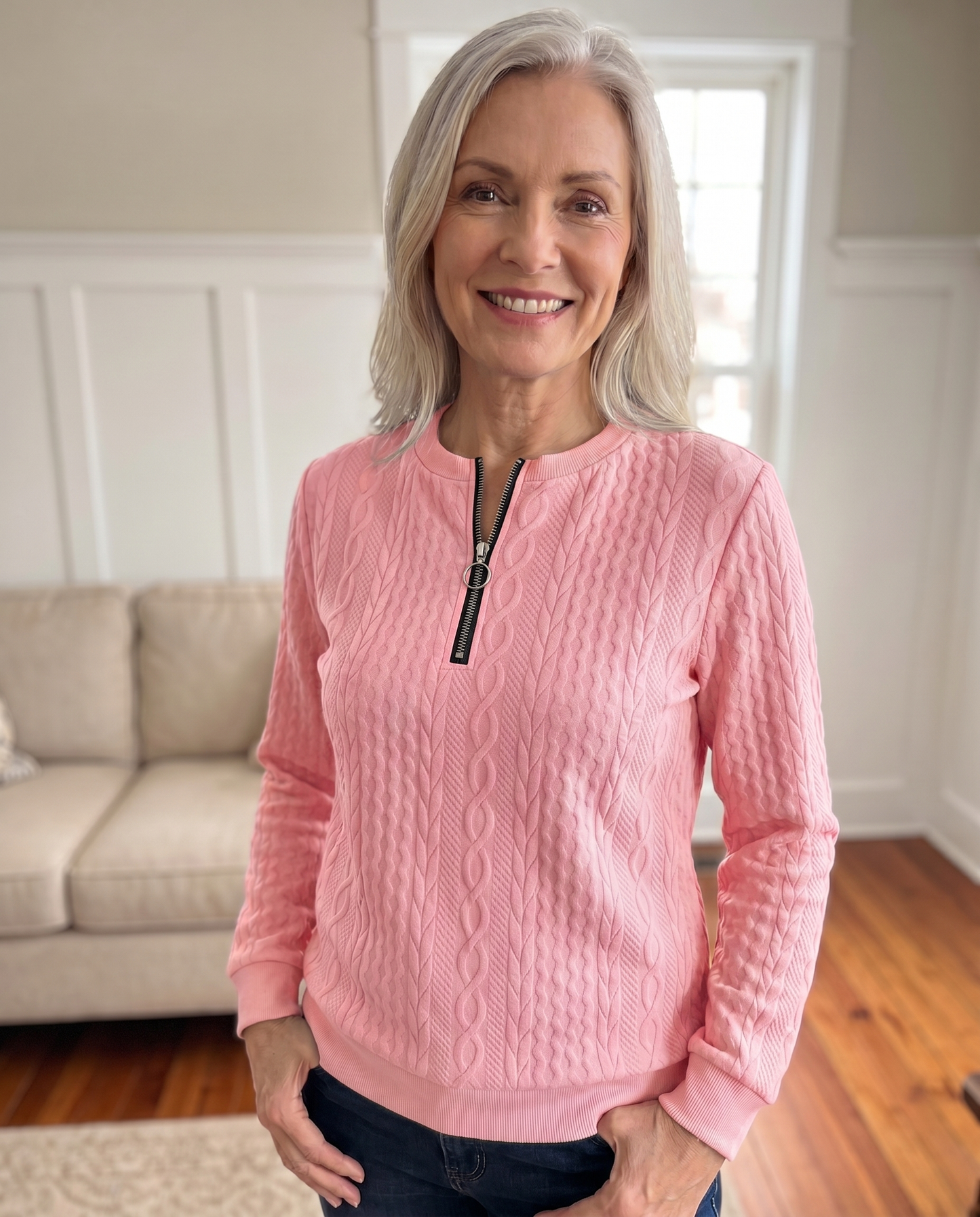 Lucia | Sudadera con cremallera y textura: elegante y cómoda