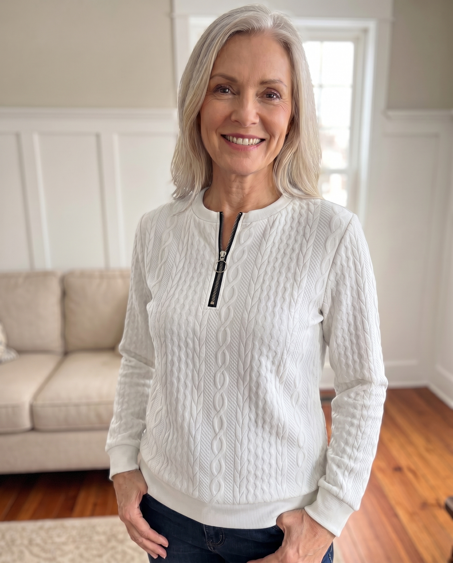 Lucia | Sudadera con cremallera y textura: elegante y cómoda