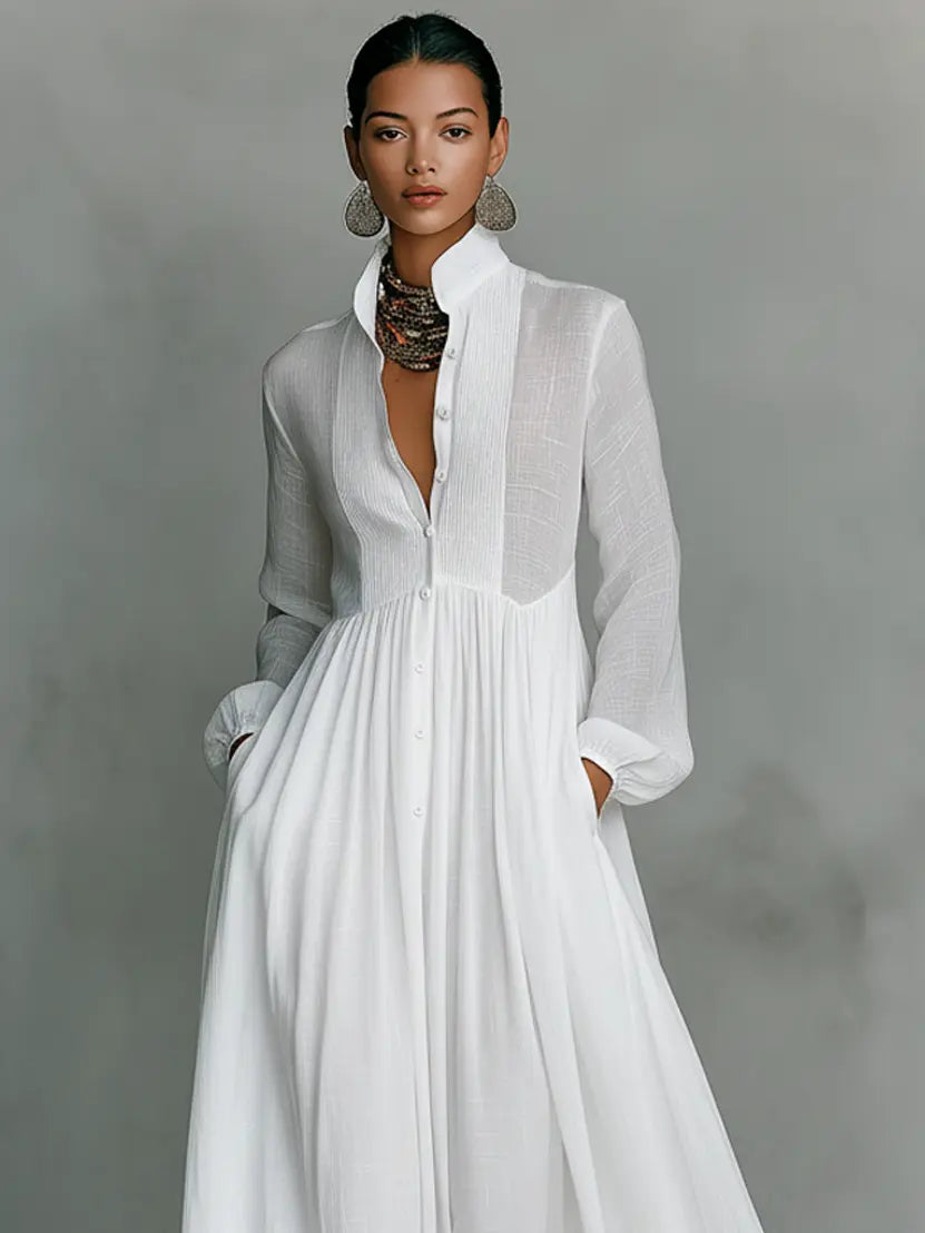 Maria | VESTIDO MAXI MINIMALISTA CUELLO