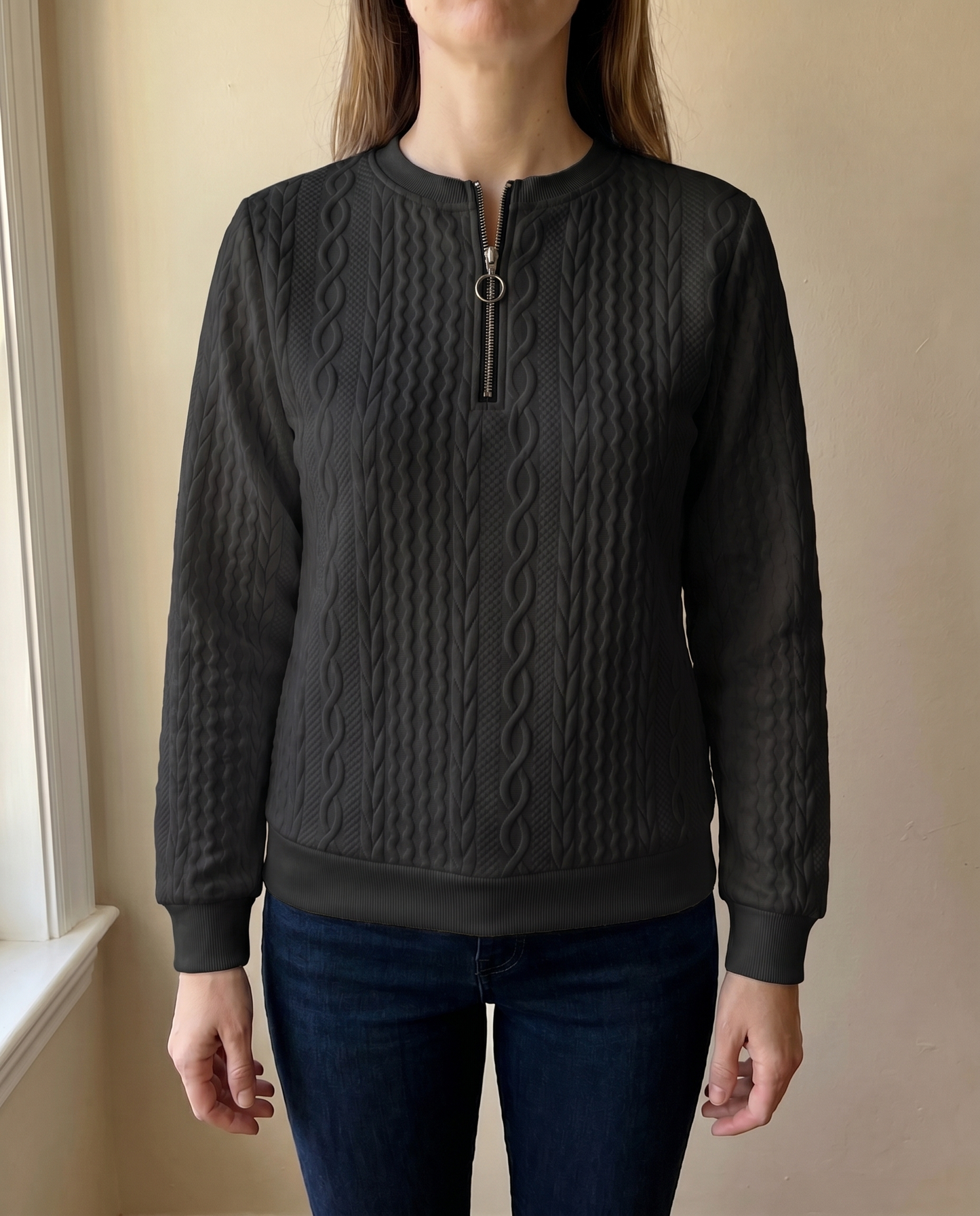 Lucia | Sudadera con cremallera y textura: elegante y cómoda